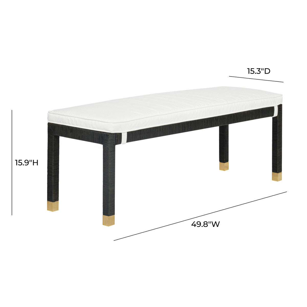 Arimo Black Woven Rattan Bench