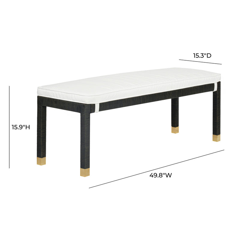 Arimo Black Woven Rattan Bench