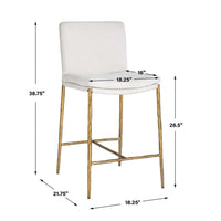 Chase White Boucle & Gold Counter Stool