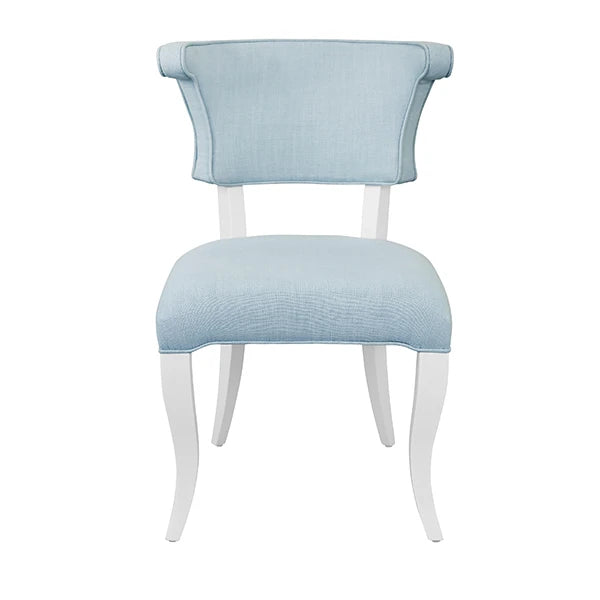 Oceane Light Blue Performance Linen & White Dining Chair