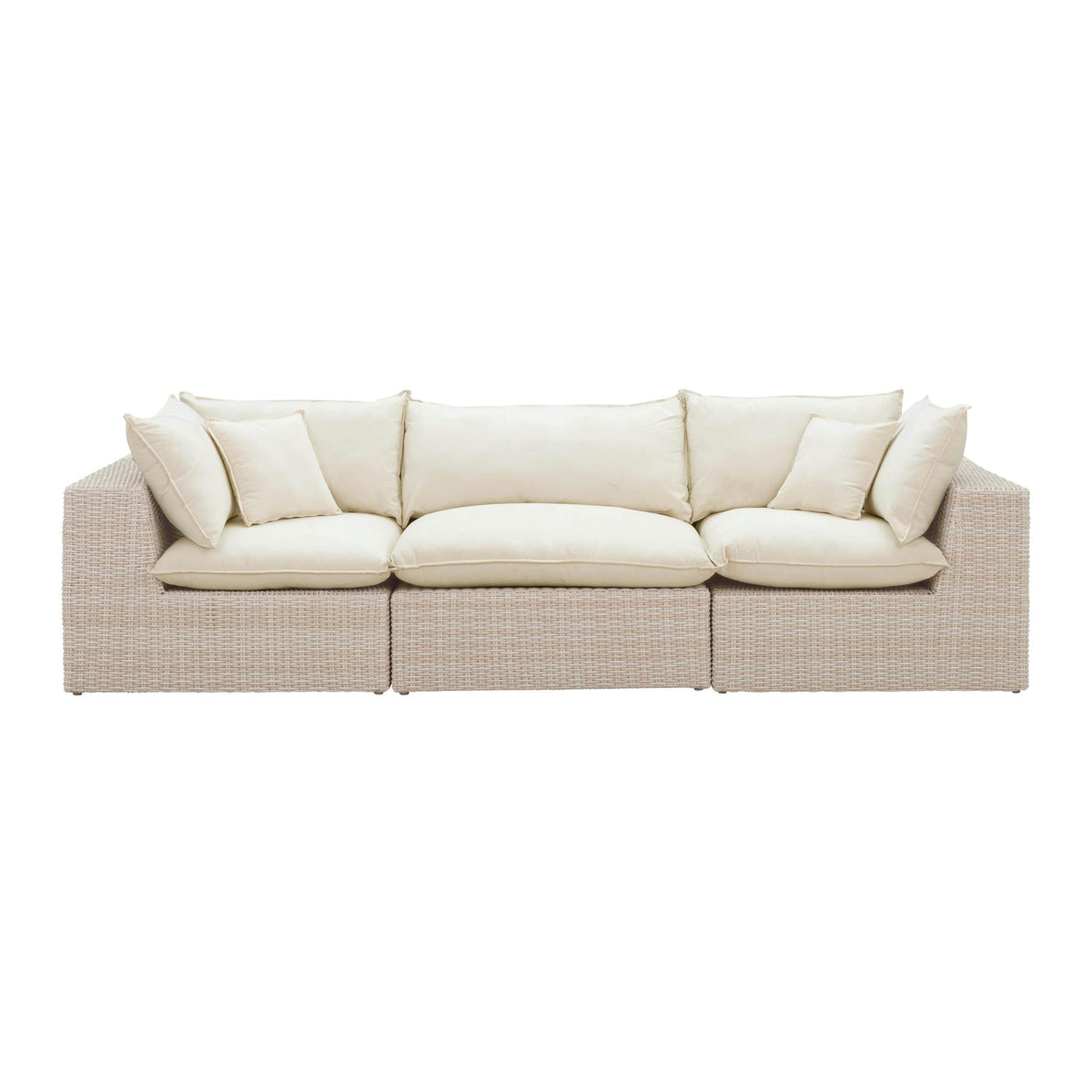Cali 119.7" Natural Wicker Outdoor Modular Sofa