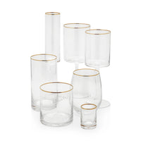 Optic Rocks Glass with Gold Rim - Set of 12
