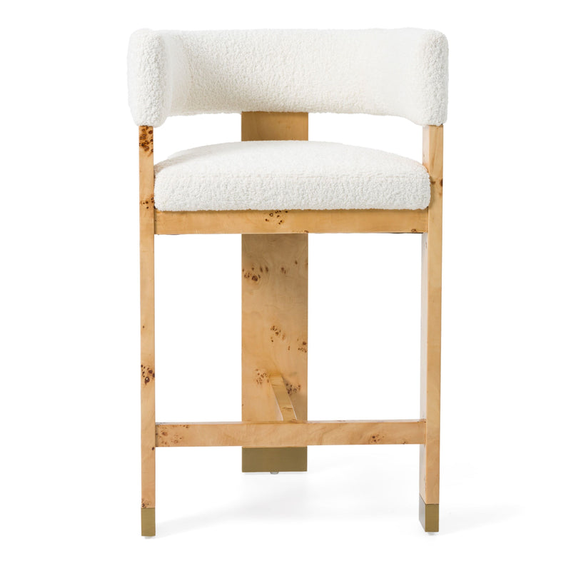 Bernadette Modern Cream & Burl Counter Stool