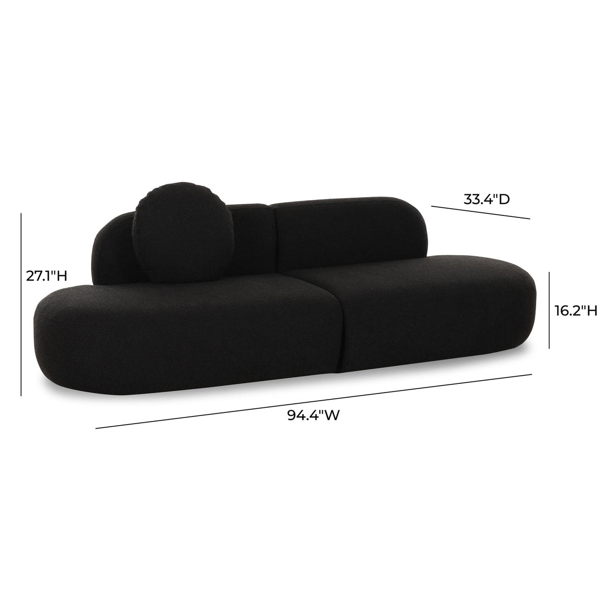 Sofie 94.4" Black Performance Boucle Sectional Sofa