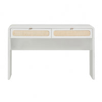 Ameline White Rattan Console/Desk