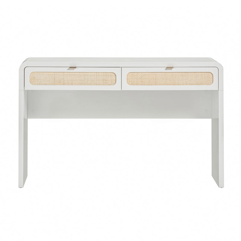 Ameline White Rattan Console/Desk