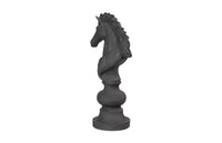 Chess Black Horse  Knight Cast Stone Sculpture (Indoor or Outdoor)