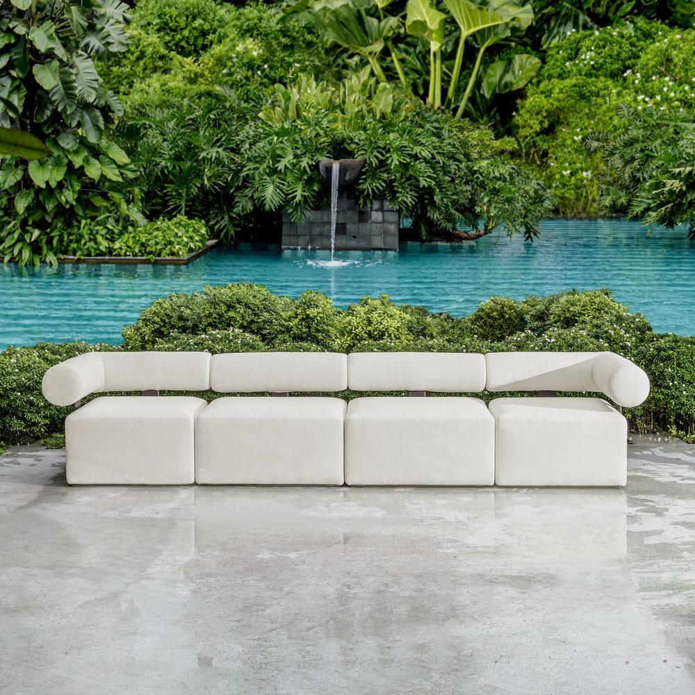 Verah White Outdoor Armless Modular Sofa/Accent Chair