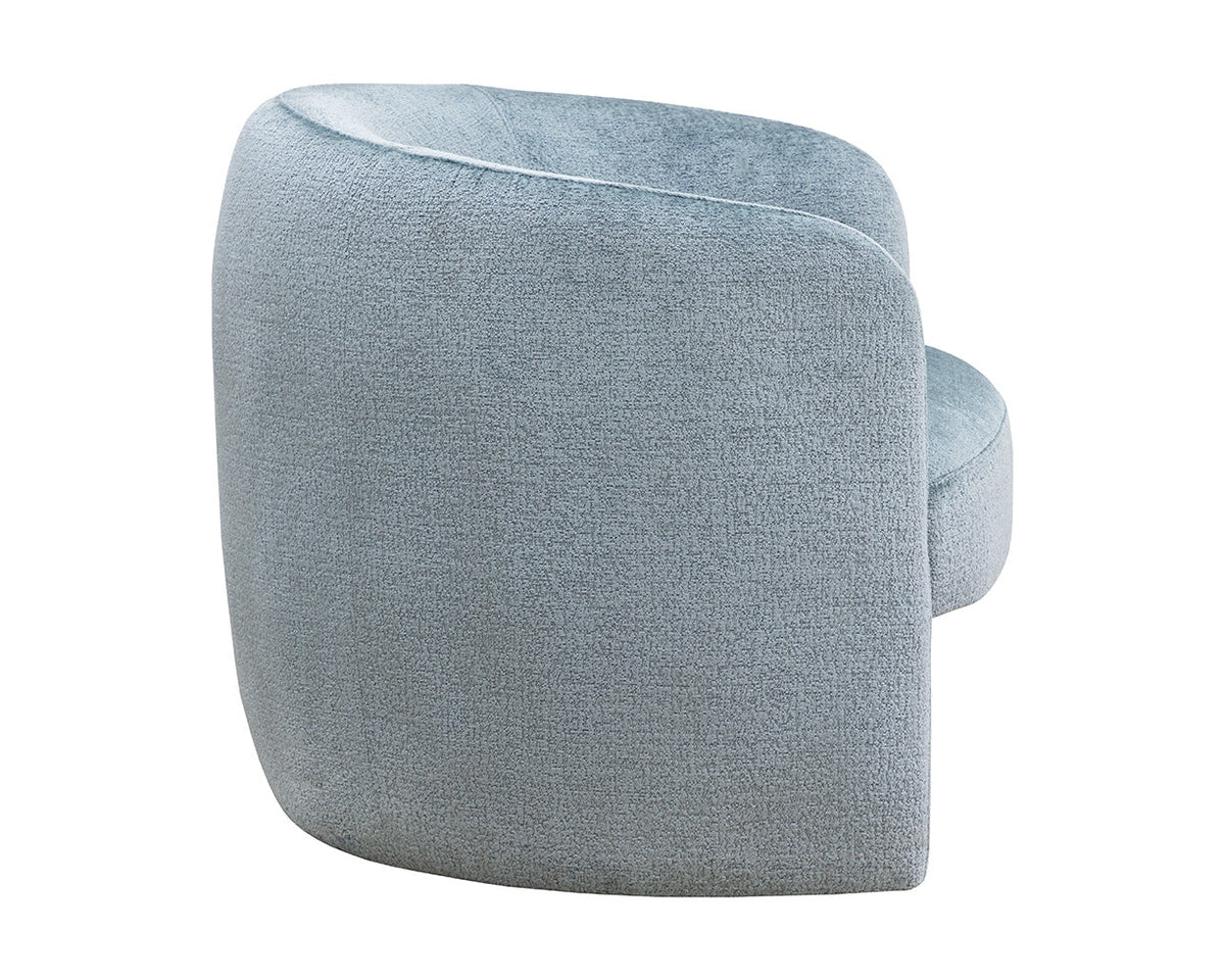 Mircea French Blue Plush Upholstered Curved Accent Chair