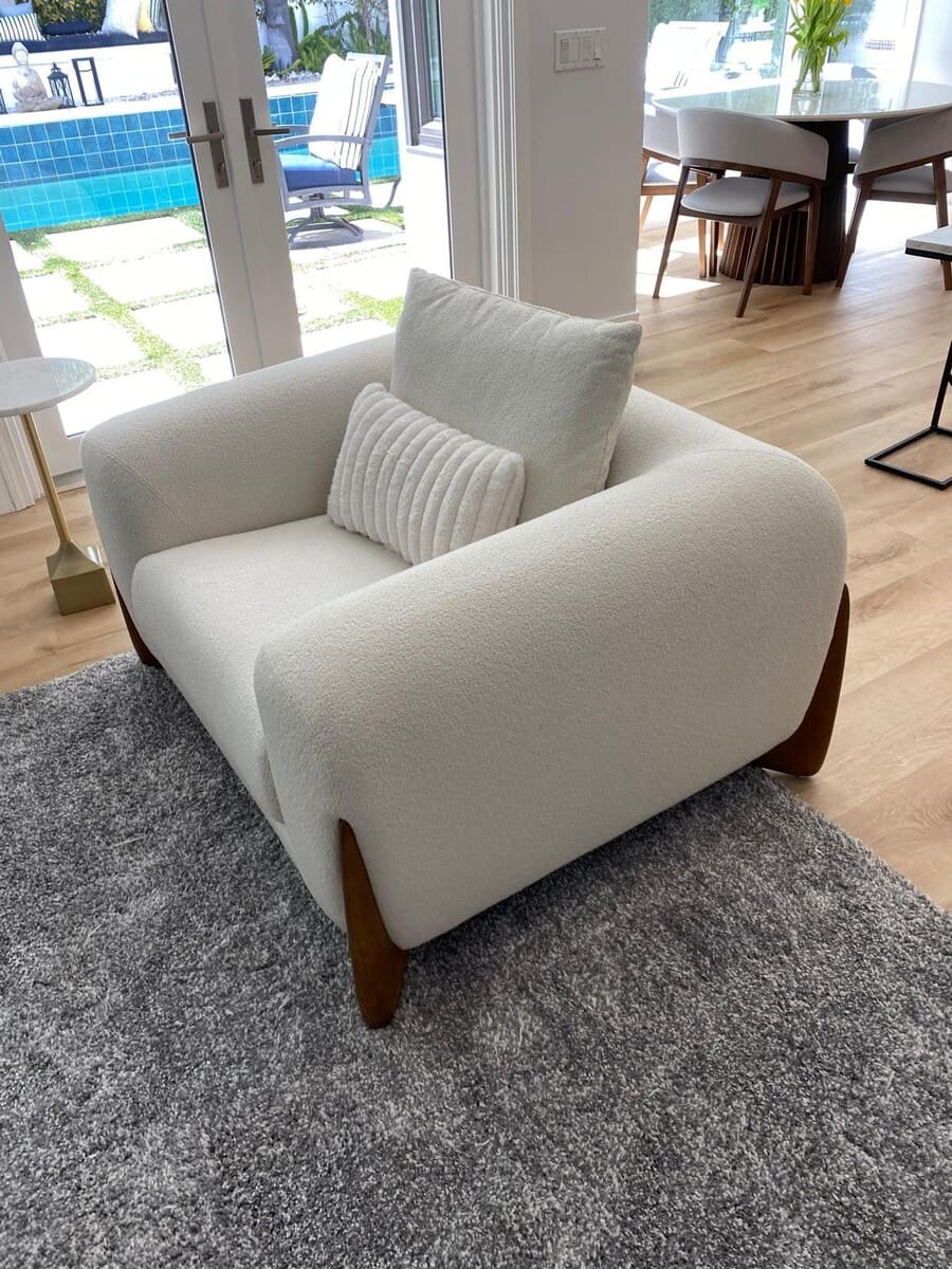 Palacio Cream Fabric and Walnut Accent Chair