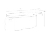 Idris 85.5" Faux Travertine Concrete & Brass Indoor/Outdoor Dining Table