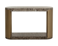 Cavette 50" Dark Emperador Faux Marble & Brass Console - Indoor/Outdoor