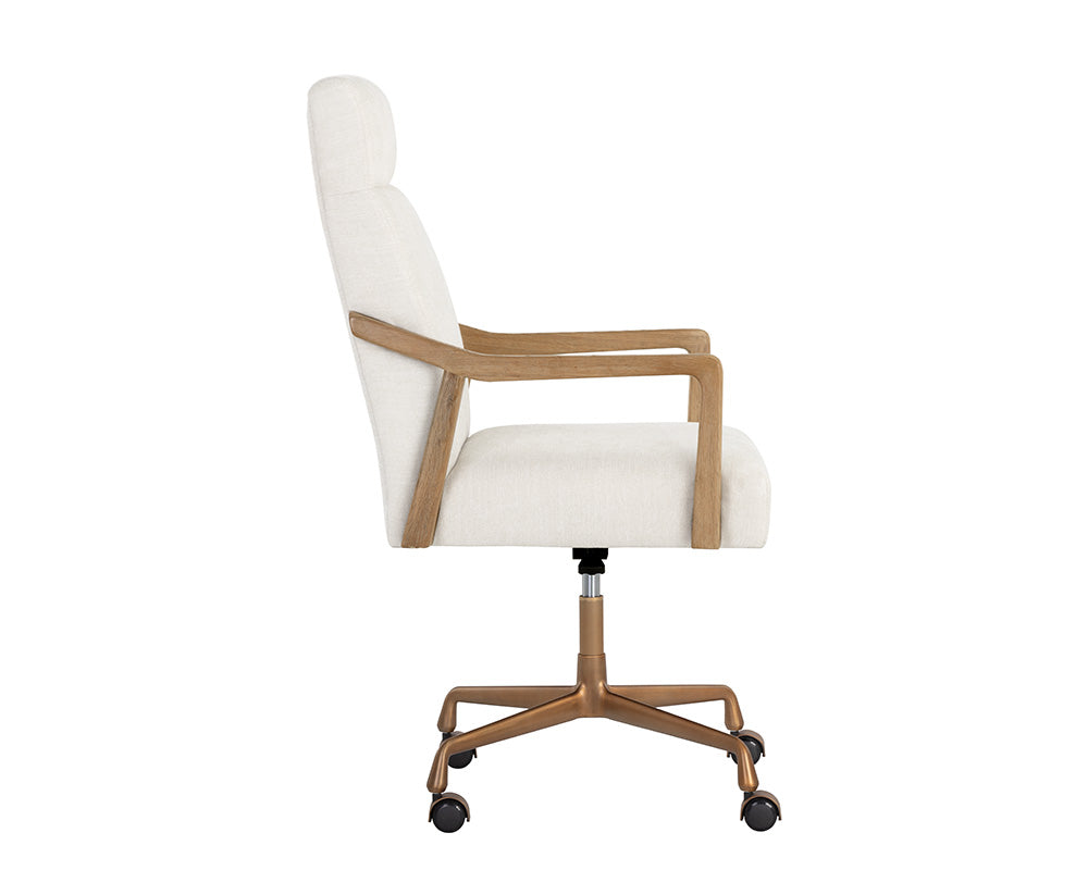 Collin Ivory Tweed & Gold Desk Chair