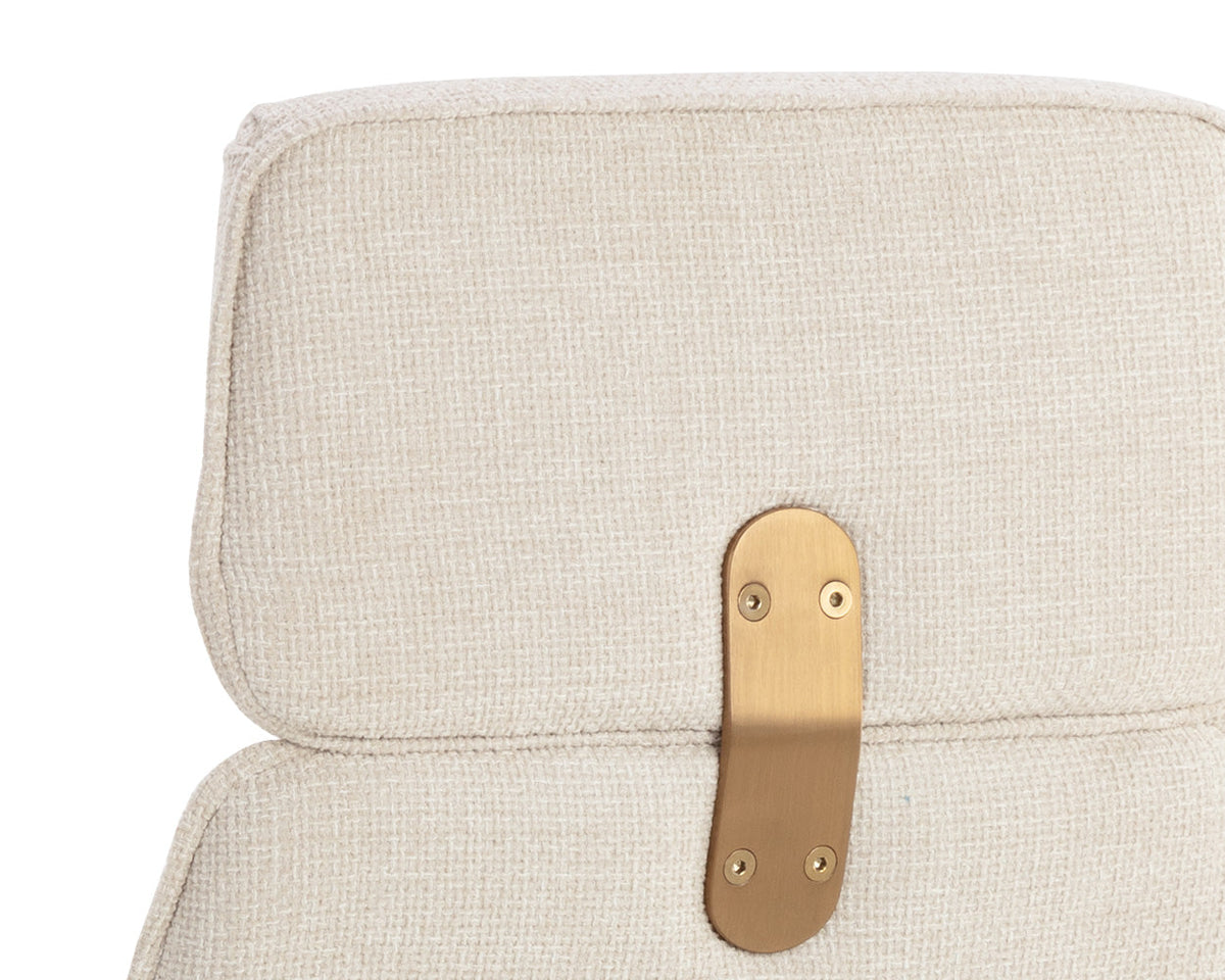 Kalev Cream Plush Fabric & Gold Desk Chair