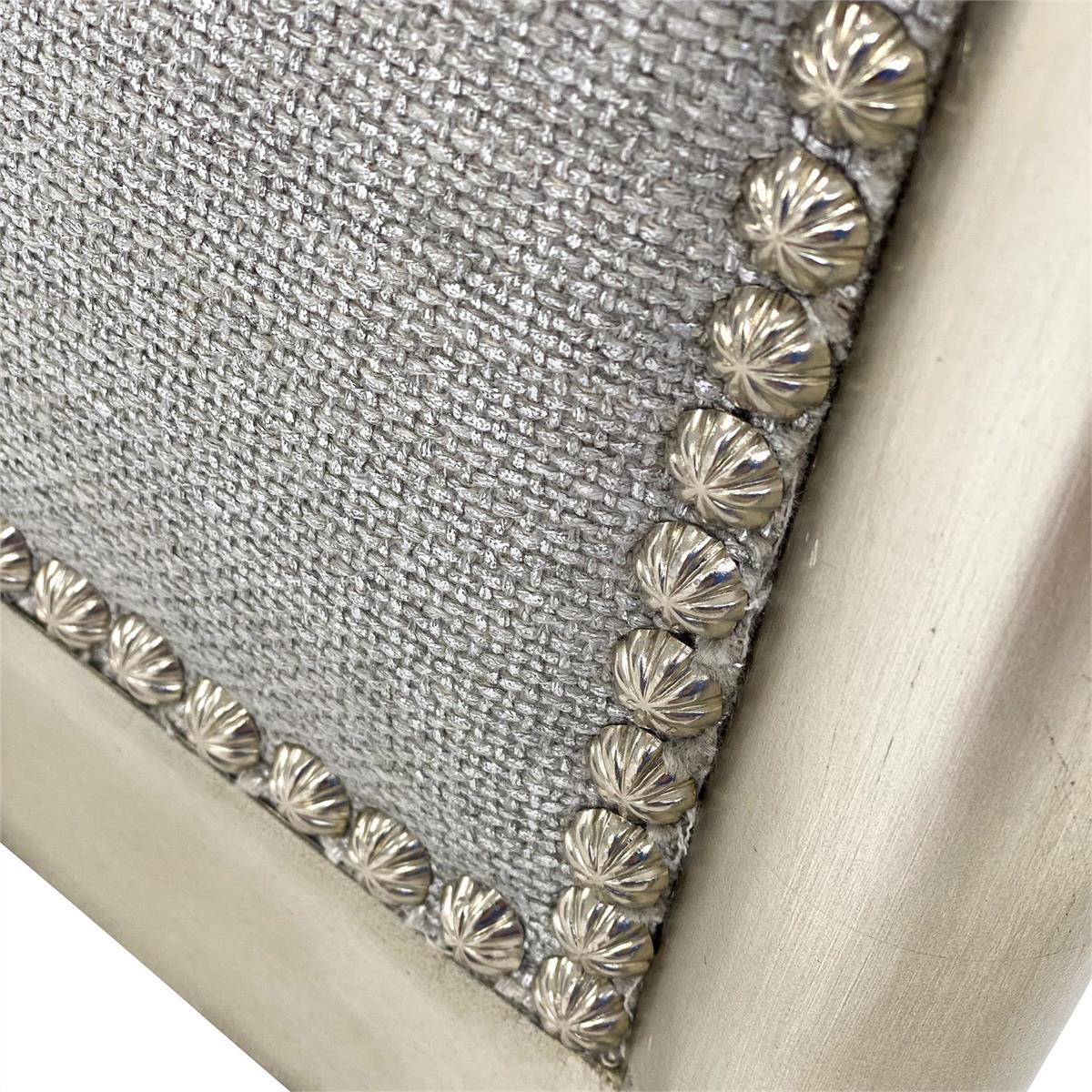Waterfall Silver Glazed Linen Chair with Moonstone Arm Caps