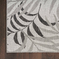 Annaleisa Indoor/Outdoor Grey Leaves Area Rug - Elegance Collection