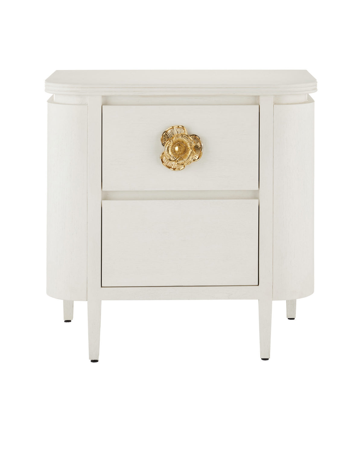 Fleur 28" White & Gold 2 Drawer Nightstand