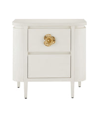 Fleur 28" White & Gold 2 Drawer Nightstand