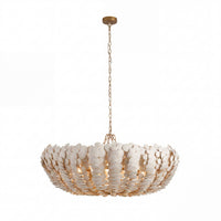 Bilal 52" Ivory Coco Shell & Antique Brass Round Chandelier
