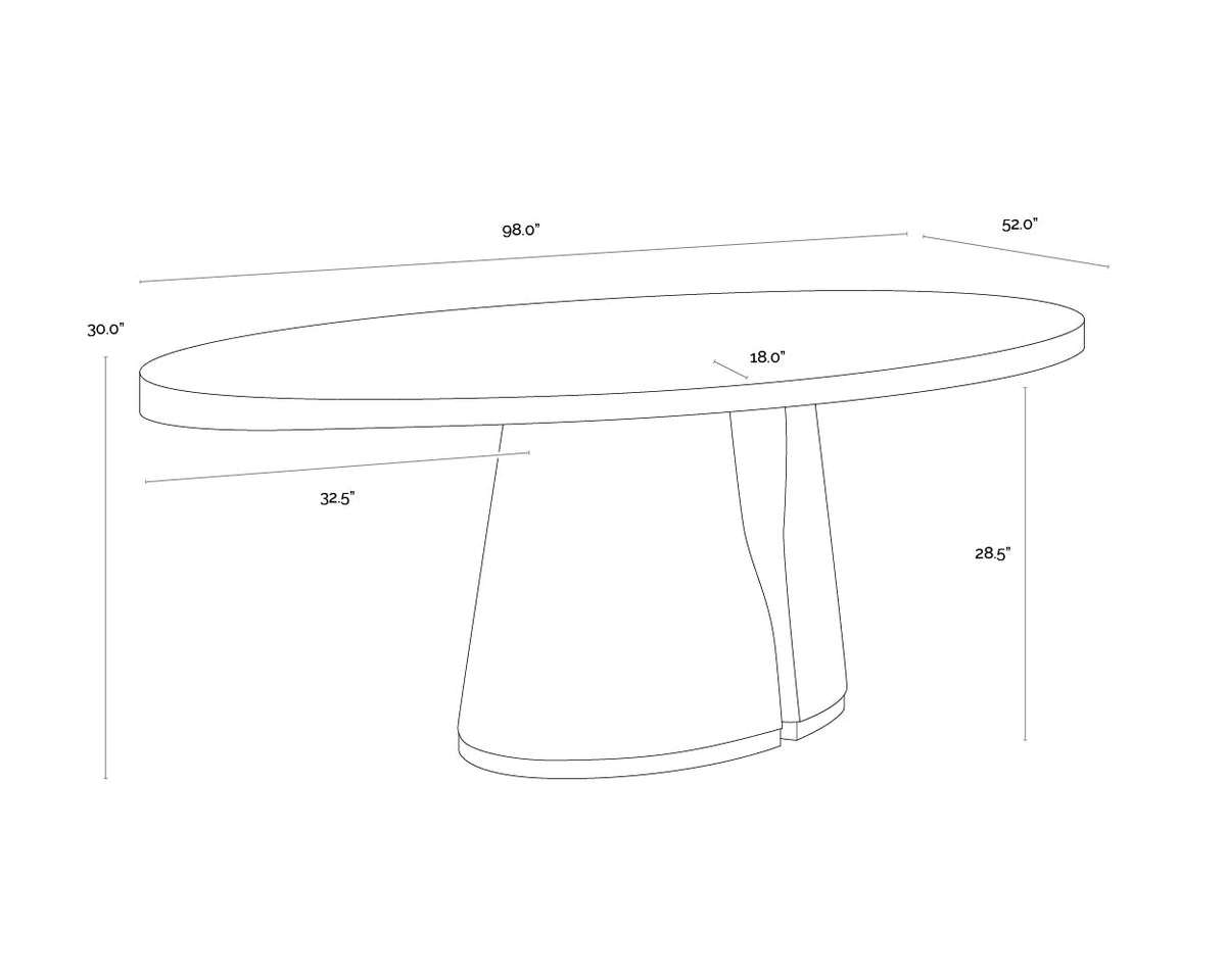 Tasmin 98" Black Acacia & Brushed Gold Dining Table
