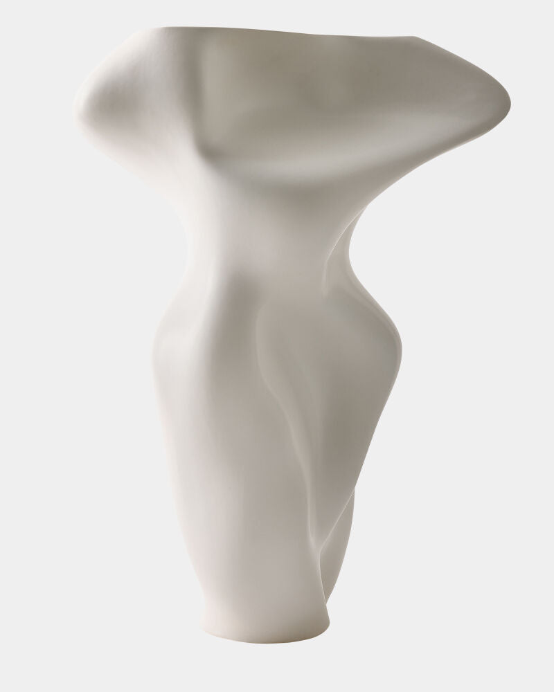 Large Alcobaca 24” European White Glazed Ceramic Vase