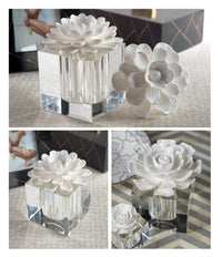 Modena Moroccan Peony Fragrance Porcelain & Crystal Diffuser (Sets of 2 & 4) - 2 Sizes Available