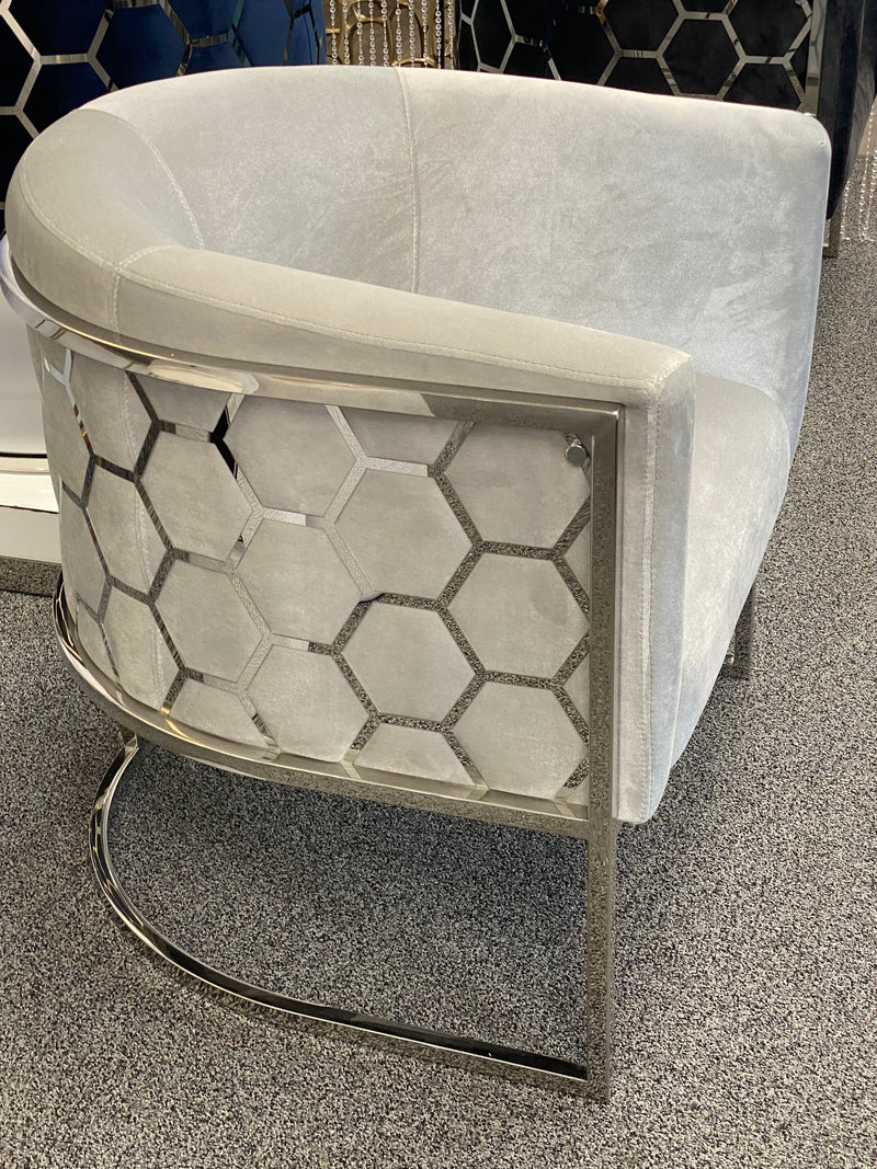 Cora Grey Velvet Accent Chair