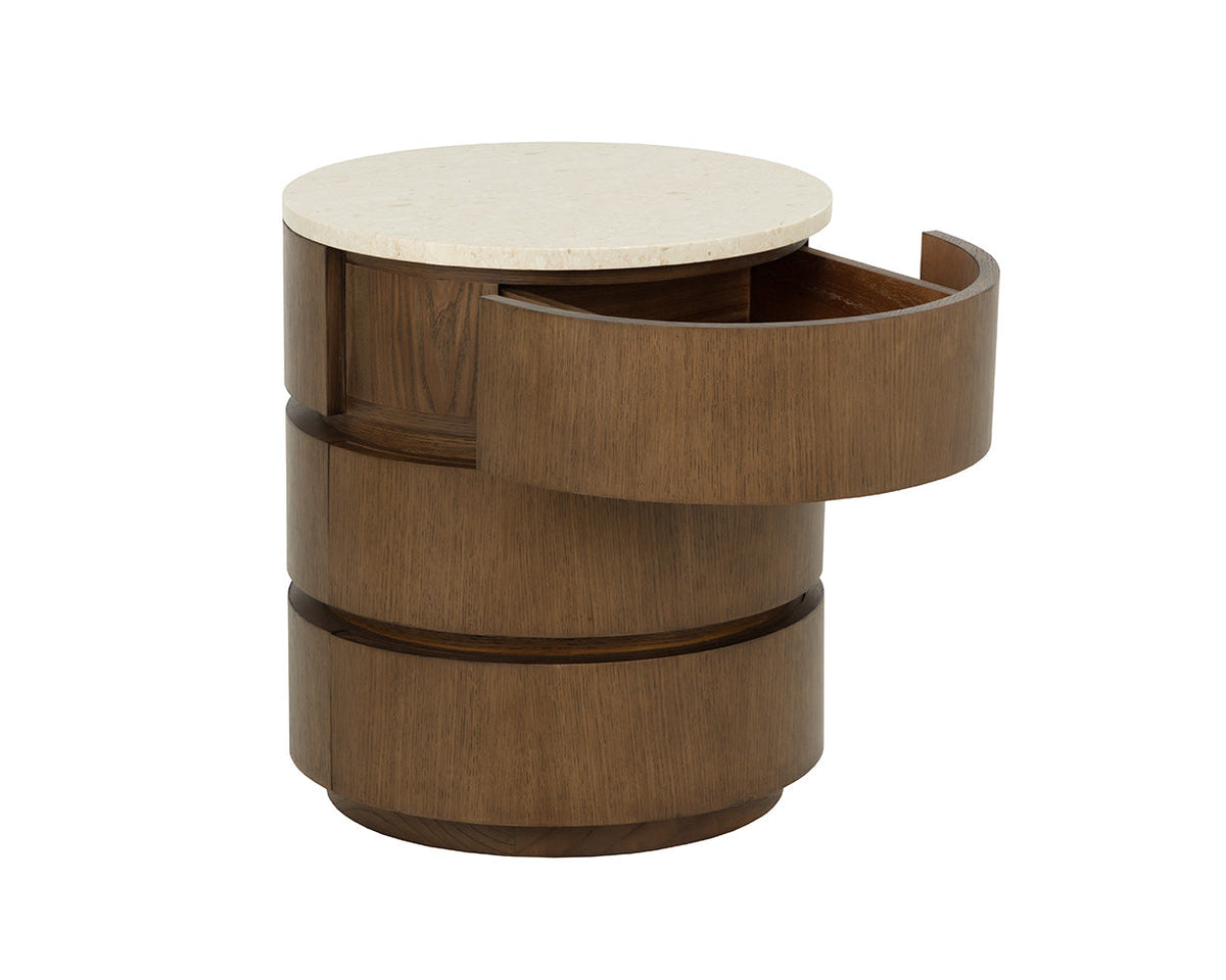 Caldora Oak Veneer & Marble Top Nightstand