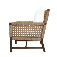 Alena Woven Seagrass & Ivory Linen Accent Chair