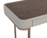 Jamille Cream Faux Leather & Gold Desk