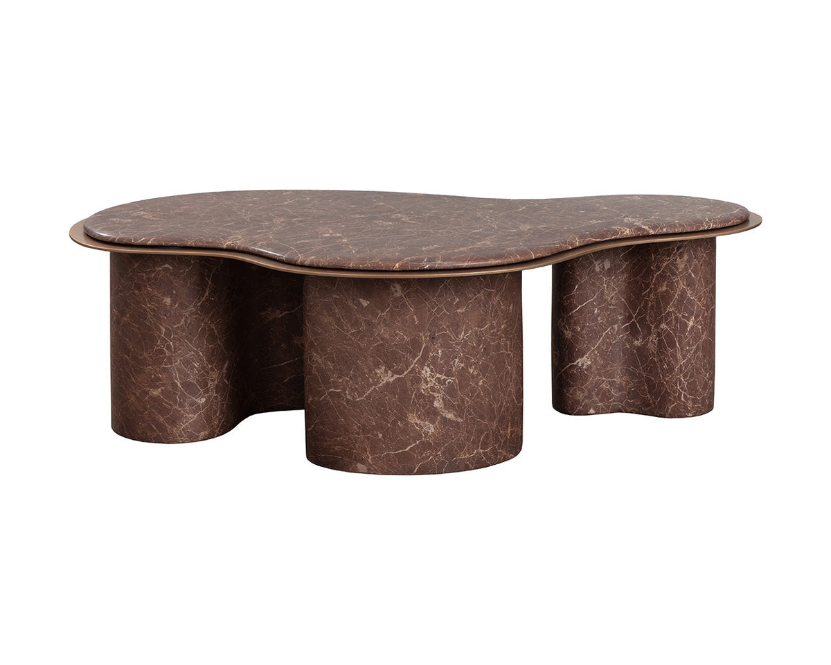 Isola 55" Faux Marble Concrete Indoor Outdoor Coffee Table