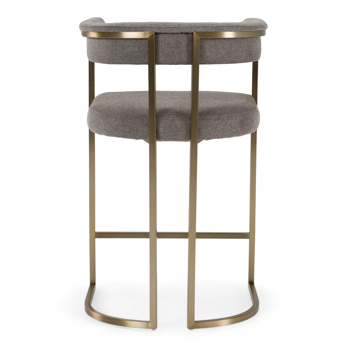 Jasmine Modern Grey Fabric & Antique Brass Counter Stool