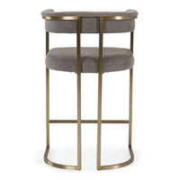 Jasmine Modern Grey Fabric & Antique Brass Counter Stool