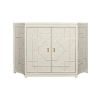 Cove 58" Antique White Rattan Overlay Cabinet