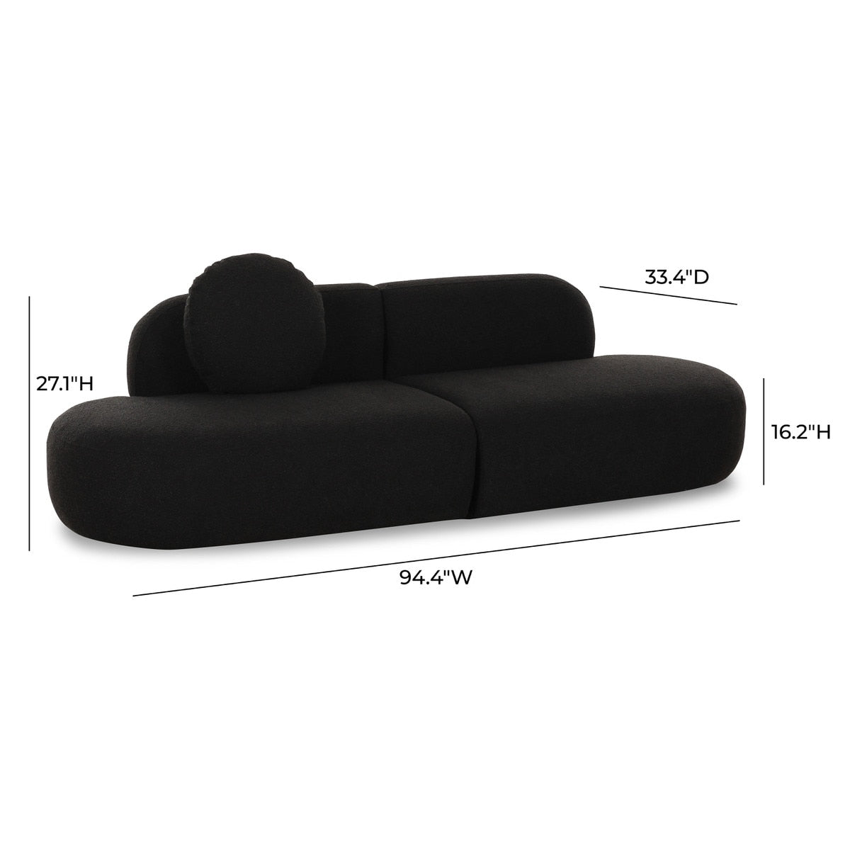Sofie 94" Black Performance Boucle Sectional Sofa - Luxury Living Collection