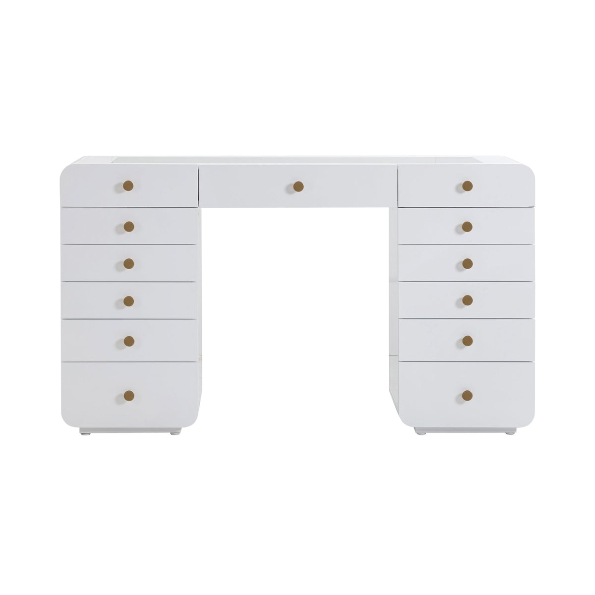 Hollywood 56" White Desk with LED Panel Vanity Mirror (2 Sizes Available)