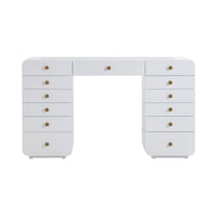 Hollywood 56" White Desk with LED Panel Vanity Mirror (2 Sizes Available)