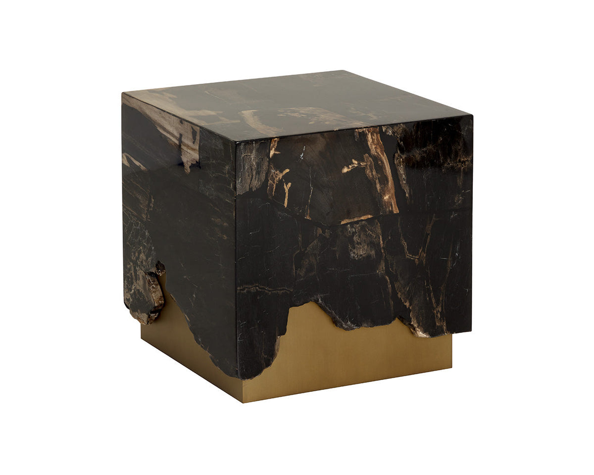 Truett 20" Black Polished Wood & Gold End Table