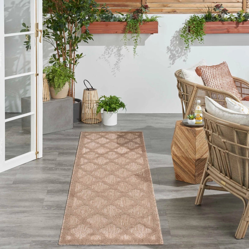 Asako Indoor/Outdoor Natural Beige Trellis Pattern Area Rug - Elegance Collection