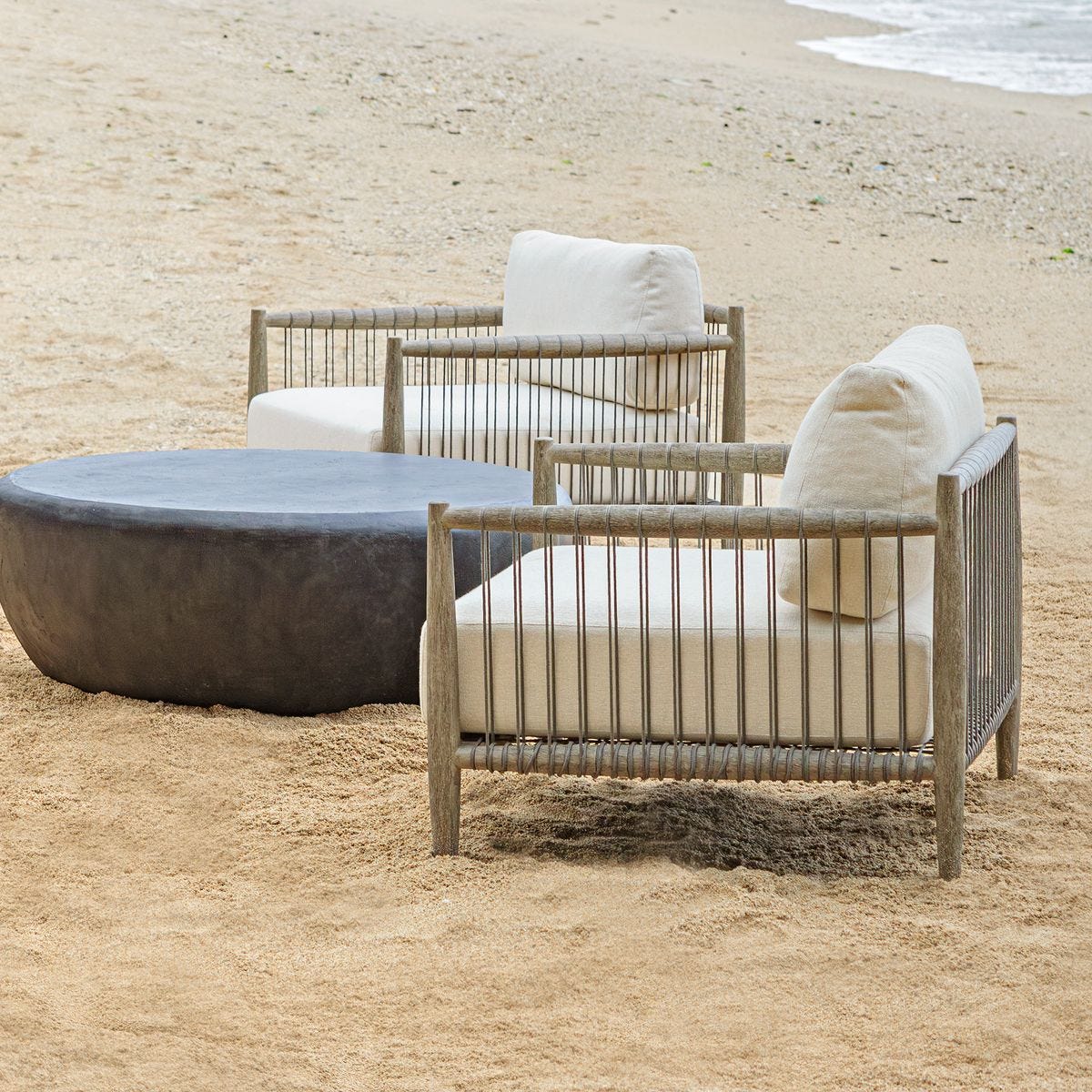 Clara White & Grey Outdoor Lounge Chair