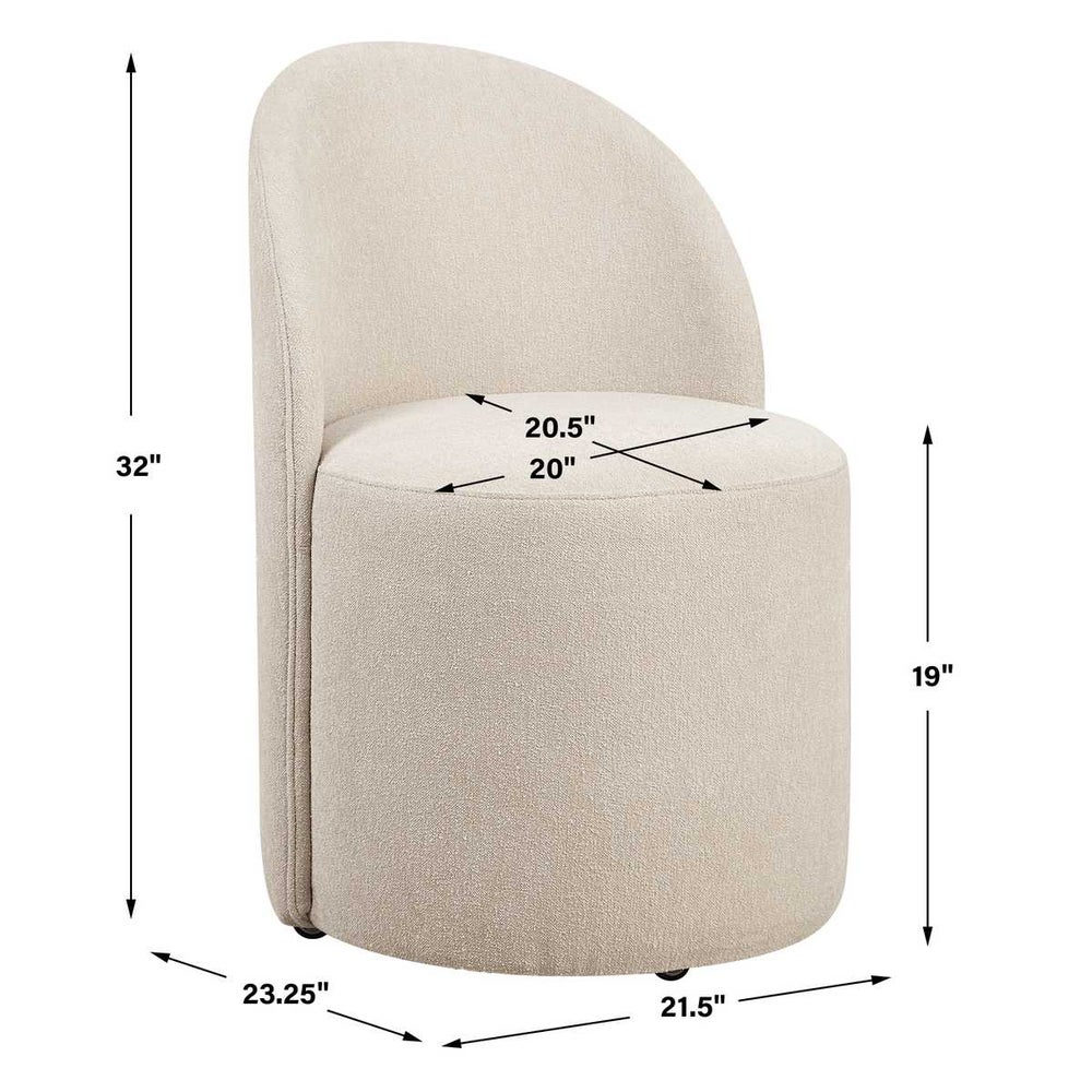 Modern Light Sand Rolling Dining Chair (With Casters)