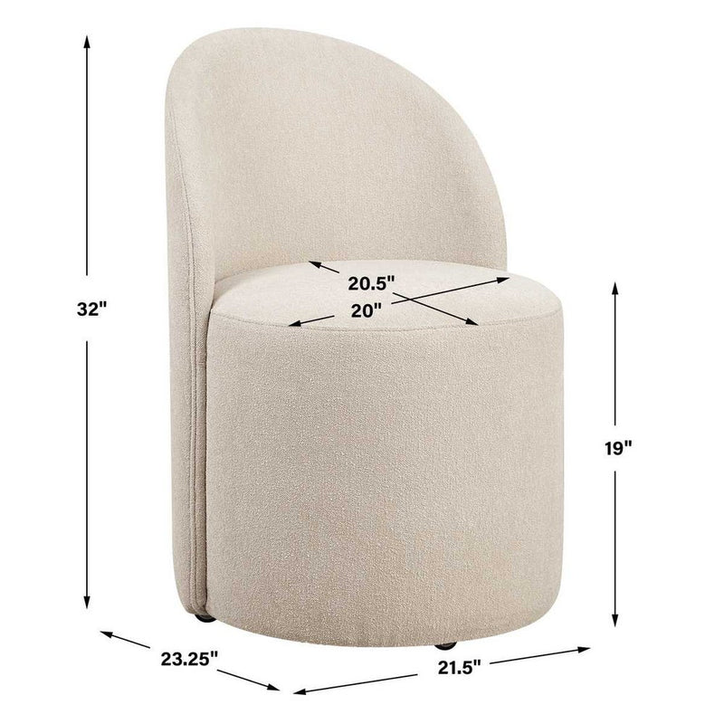 Modern Light Sand Rolling Dining Chair (With Casters)