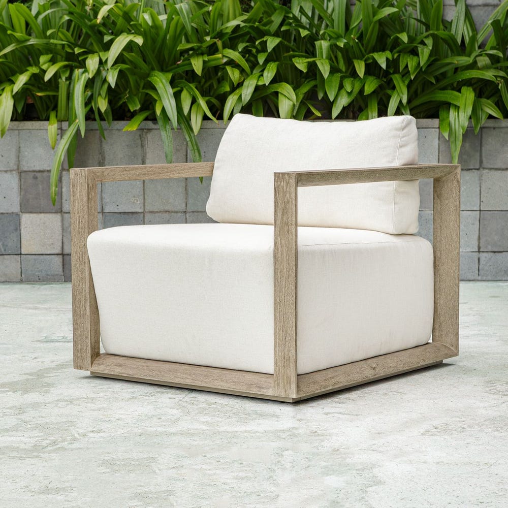 Richie White & Weathered Grey Ooutdoor Lounge Chair