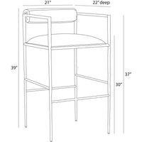 Musa White Performance Fabric Bar Stool