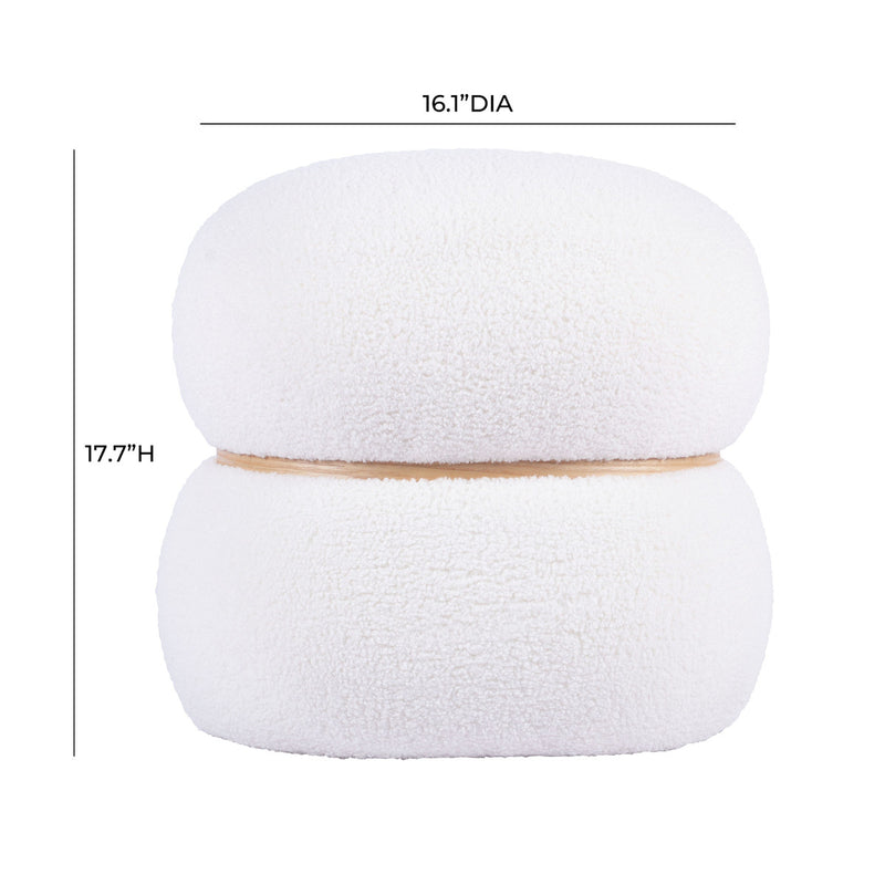 Palmer White Vegan Shearling Ottoman - Luxury Living Collection