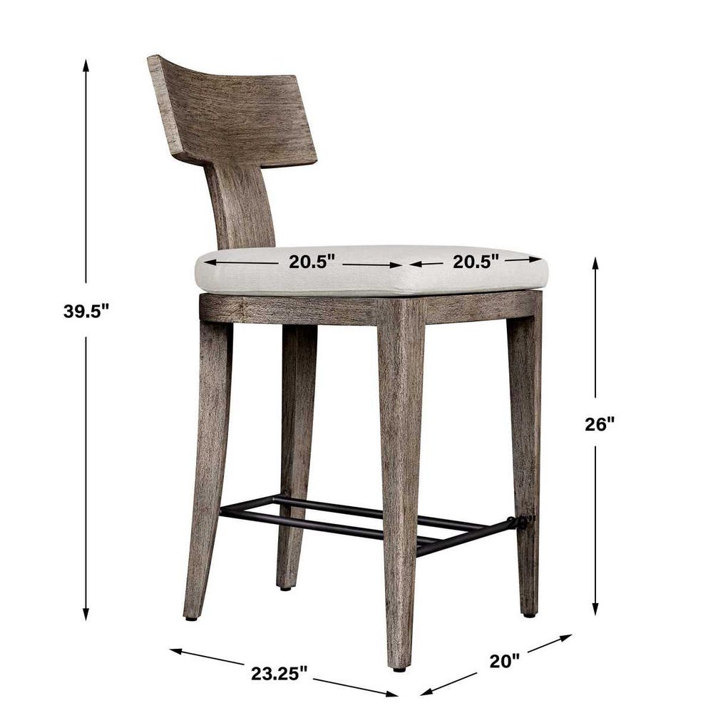 Sammantha White & Grey Outdoor Counter Stool