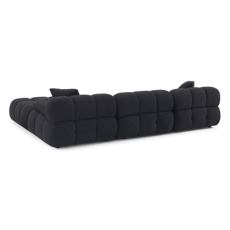 Vogue Black Vegan Shearling 4-piece Modular Sectional