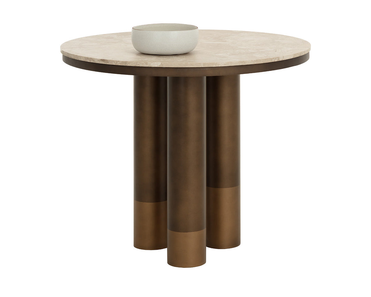 Andina Greige Marble & Two-Tone Bronze Gold Bistro Table