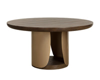 Sultana 59" Dark Oak Concrete & Brushed Brass Round Dining Table - Indoor/Outdoor