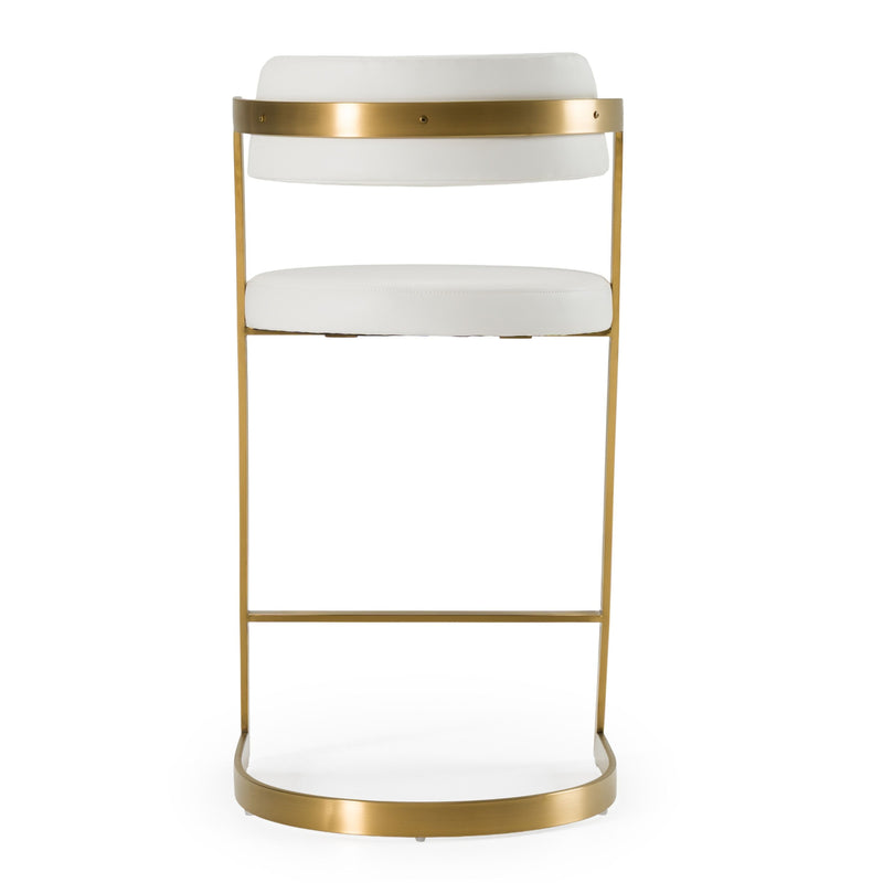 Diana White Leatherette & Gold Counter Stool